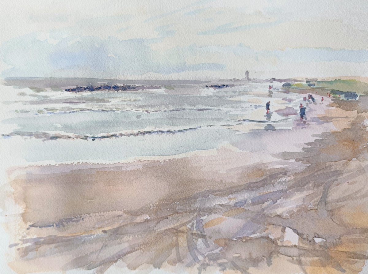 水彩画『千倉海岸』 水彩画『千倉海岸』 千葉県千倉海岸から見た海と空
