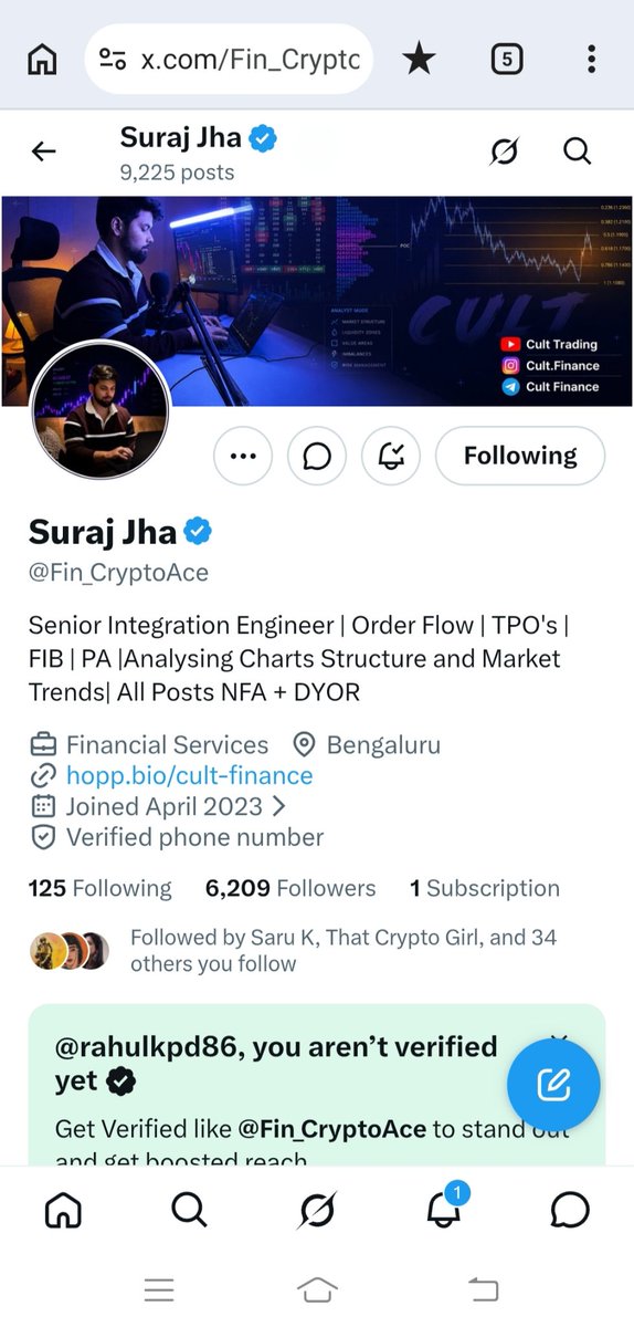 rahulkpd86's tweet photo. @Fin_CryptoAce Following Suraj bhai from long time,
Learned lots of things 
After #CultScalps more improvements in my trading journey. 

Now it's time for Funded account. 

Whatever the giveaway results. Happy to be part of this community. https://t.co/JP06H187Xd