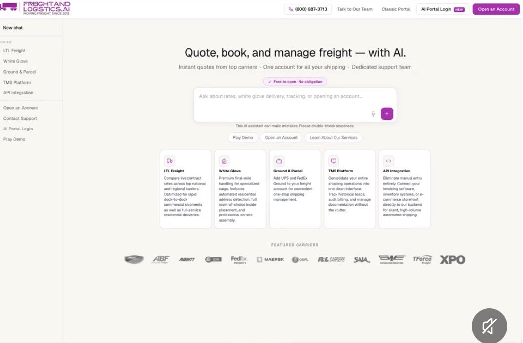 felipeliberman's tweet photo. @lightsilver323 AI-powered freight brokerage for white-glove residential delivery. Quote, book, and track — all through a chat agent instead of a form. https://t.co/C0WmRcwp4P https://t.co/RHoNz1v3yo