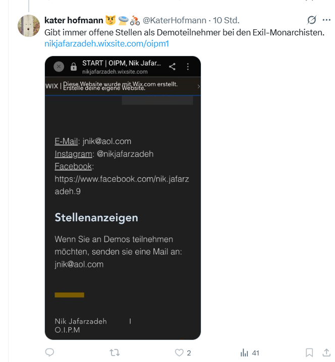daungari167925's tweet photo. Alle Leute, die hier gegen Hinrichtungen, gegen die Moralpolizei und für Frauenrechte auf die Straße gehen sind für Hofmann automatisch Monarchisten. Von diesem Framing abgesehen ist er jetzt bei den #Querdenkern https://t.co/zea4tOGhi3