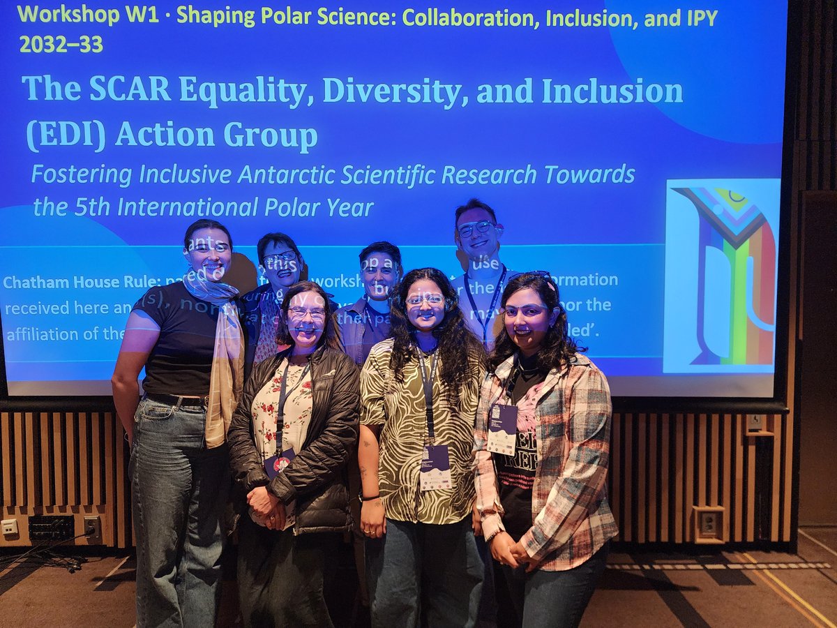 Antarcticlegacy's tweet photo. #SCAR2026
South Africans biggest attenace of all countries at the EDI workshop
Back: Tristyn Ferreiro, Ria Olivier, Robyn Verrinder, Liam Quinlan
Front: Tracy Klarenbeek, Riesna Audh, Asmita Singh
#SANAP @dstigovza @NRF_News @MARIS_UCT @MatiesResearch https://t.co/4r53Yjal69