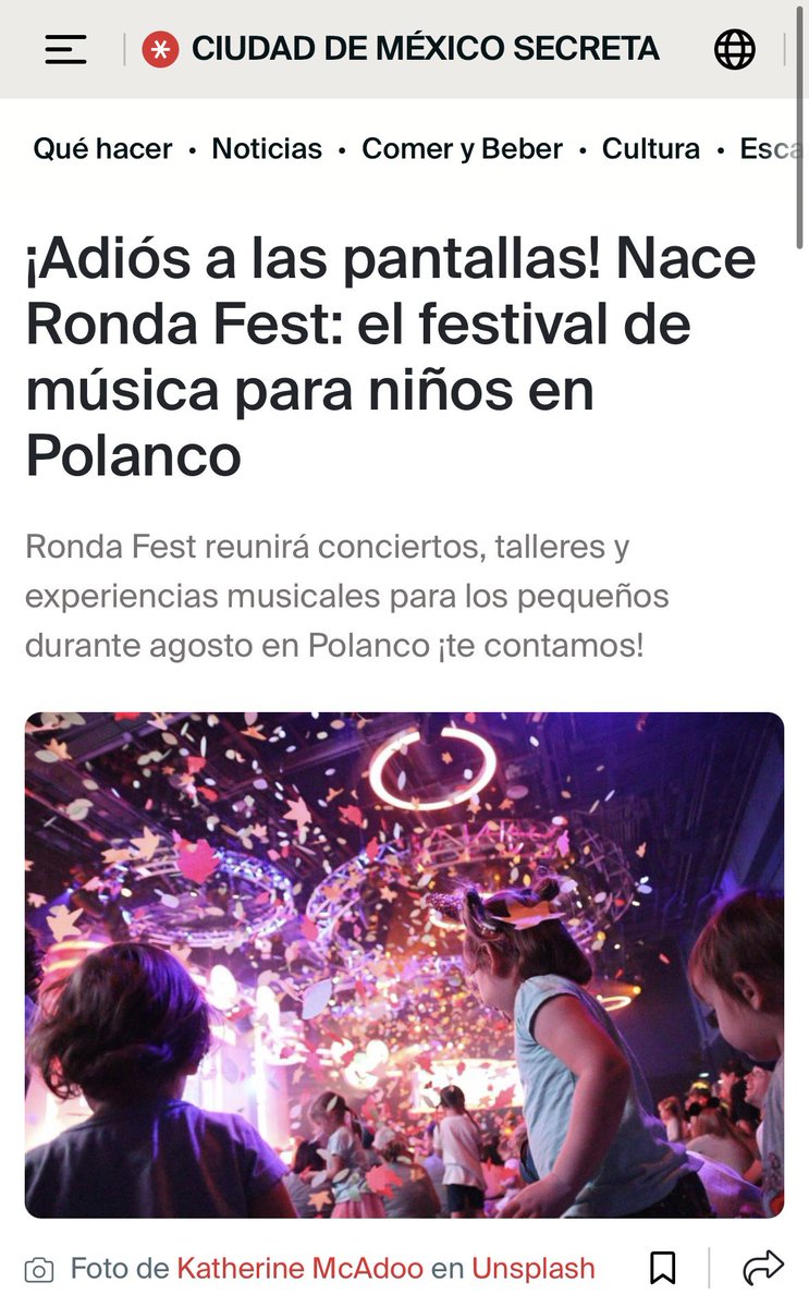 sanahedifusion's tweet photo. ¡Adiós a las pantallas! Nace Ronda Fest: el festival de música para niños en Polanco.
Checa la nota de este gran evento en #CDMXSecreta.
🔗 https://t.co/e53gdMIXTx https://t.co/LQX9cJINoS