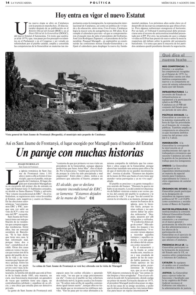 Gerard_Gort's tweet photo. L'actual Estatut entrava en vigor avui fa 20 anys. Després vindria la retallada del TC però fixeu-vos que el que preveia es continua reclamant encara.

És evident que el que ens cal no és un Estatut sinó un Estat. I que pitjor que els estatuts retallats són les ànimes retallades. https://t.co/JcSnXKeQcd