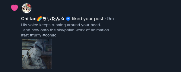 CritterLabX's tweet photo. Chiitan just liked my art on bluesky 🙏
  is this a blessing.. or a curse maybe? https://t.co/hI4Bk5rivF