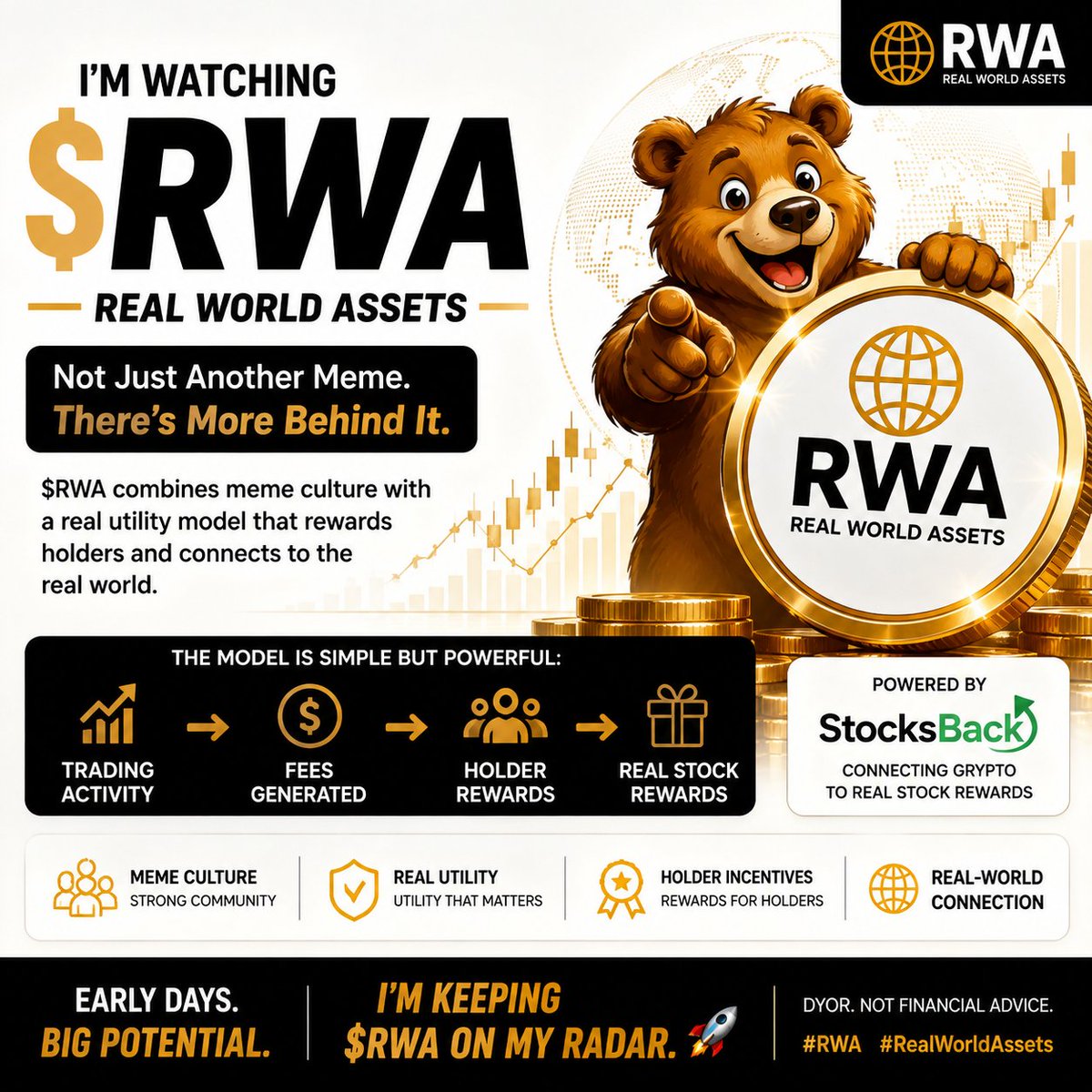 mrfrozens's tweet photo. Been watching $RWA lately and this one actually caught my attention

It’s still a meme at the core, but there’s more behind it than just hype

Trading activity can generate fees → holder rewards → real stock rewards through @StocksBack 

That’s an interesting model for a meme token

Early days, but definitely one I’m keeping an eye on 👀

$RWA 

Ca: F4rZv66TyX8uLPns4t9EAEjUEde9cxSVS2QXsVQ2tAMk

#foryou #Ansem #stocks