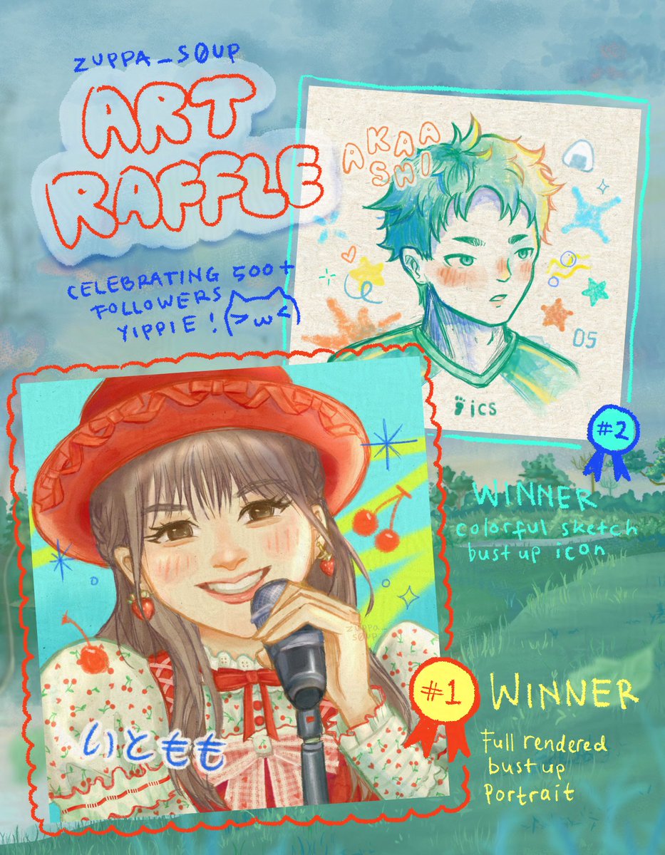 zuppa_s0up's tweet photo. ズパ の art raffle ⋆˙⟡ 

how to participate:
• ♥︎ like
• ↻ repost
• follow (optional)
• drop the chara in the comment 💬

⌛ ends on 13/08/2026

good luck *｡･+(人*´∀`)+･｡*🍀 https://t.co/8ChZ1MDZa2