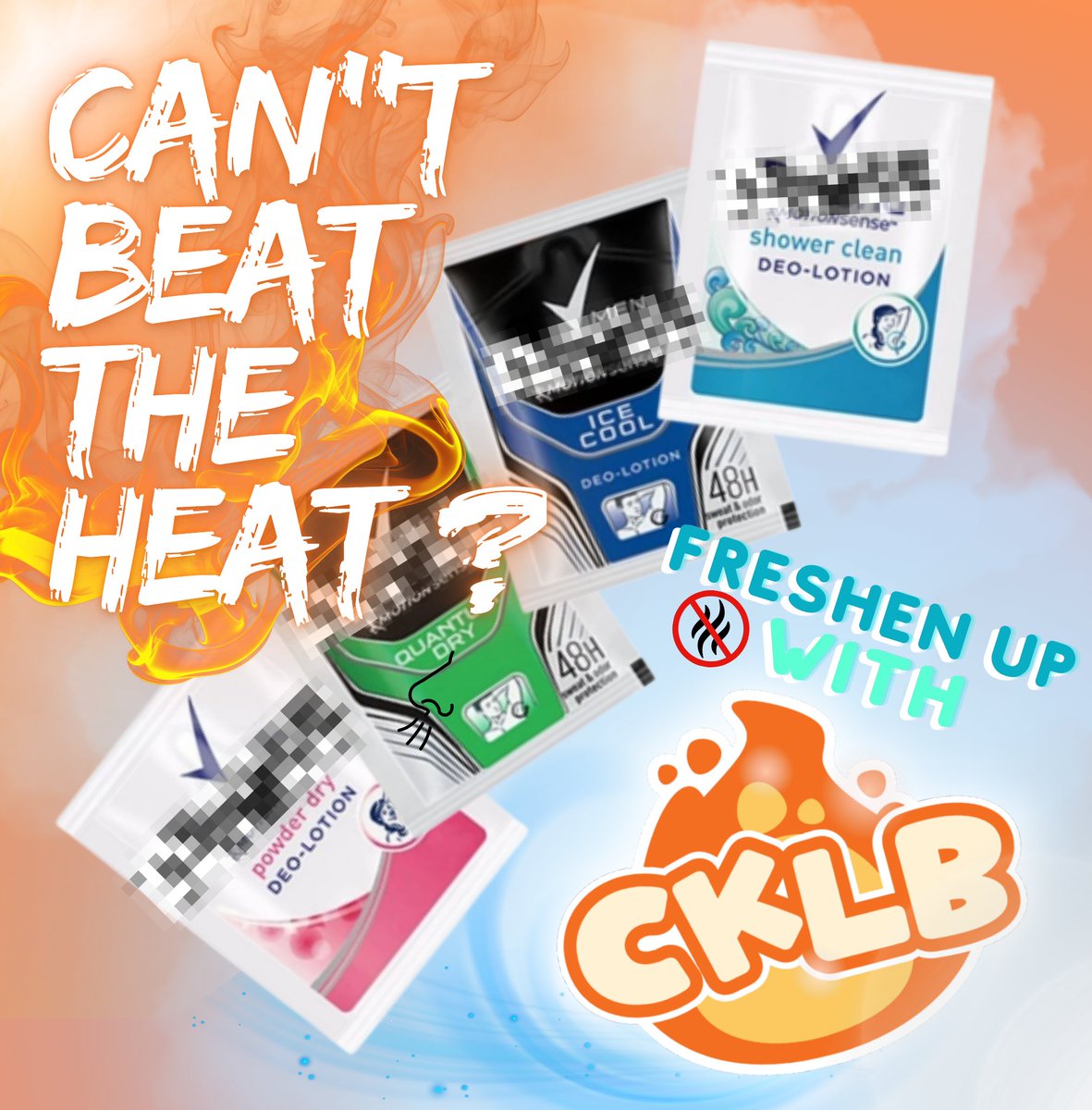 pandorawasthere's tweet photo. 🔥🔥 CANT BEAT THE HEAT ?🔥🔥

Is it the glaring insufferable Filipino weather or is it just how FIRE your Oshis are at @oshiconph ?

HERE AT  @CKLBph  WE GOT YOU COVERED !!
Our CKLB family cares about Ü and your hygiene

Drop by  at booth📌D1 to say hello to the team get your fresh fix !  and perhaps some cool merch.....?

Gotta smell fresh when meeting your Oshi's right?

SEE Ü ! ! !

#OSHICONPH2026
