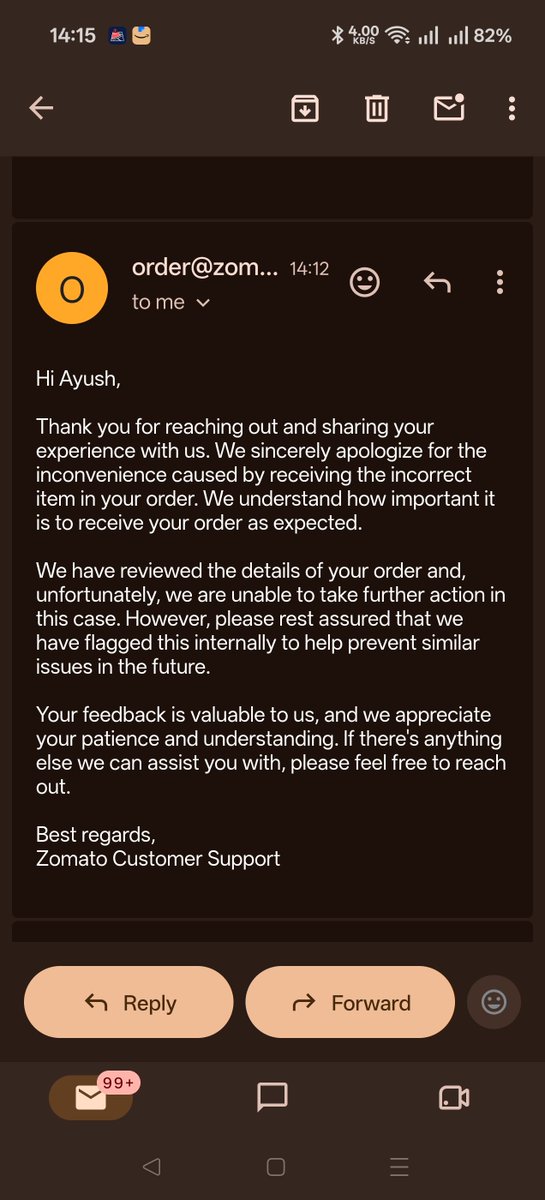 19ayush96's tweet photo. @zomatocare @zomato is your support just limited to words now? I ordered matka kulfi fron Giani's, and I recieved Malai Kulfi, both items have price difference but you cannot do anything about that either, you don't care about customer experience anymore, you just want our money. https://t.co/qSyIV38Jsg