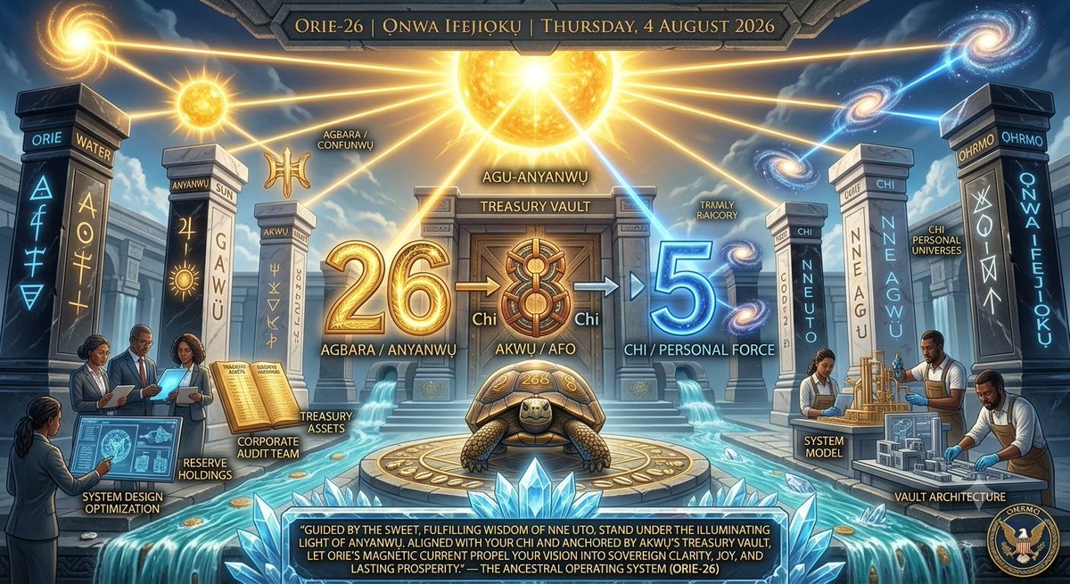 AgbalaAku's tweet photo. "Guided by the sweet, fulfilling wisdom of Nne Uto, stand under the illuminating #light of #Anyanwụ. Aligned with your Chi’s treasury #vault, let Orie’s magnetic current propel your #vision into sovereign clarity, joy, and lasting #prosperity."

— The AOS (Orie-26/6/47) https://t.co/LBqw2PbnUr