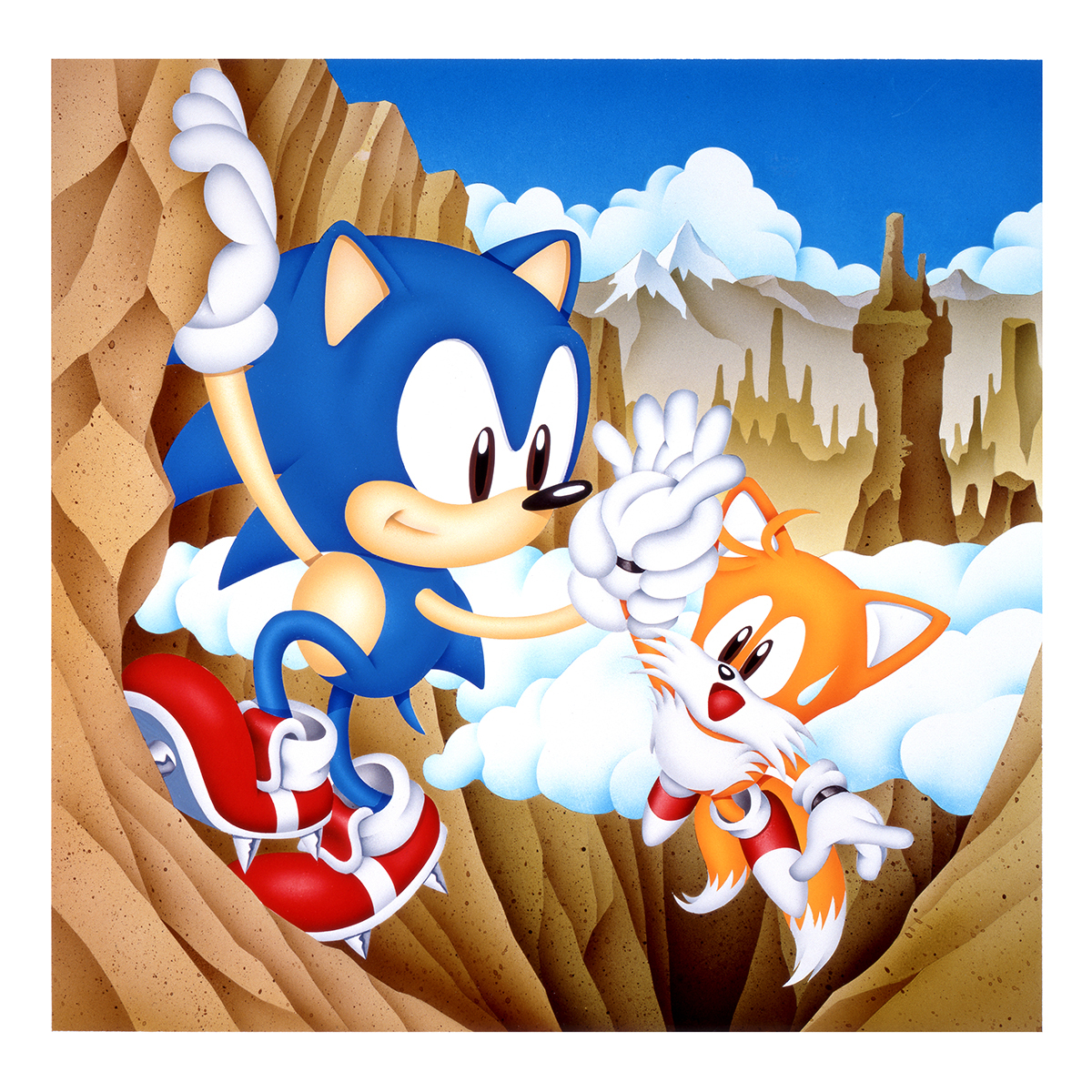 SEGA_OFFICIAL's tweet photo. 貴重な #ソニック の"手描きイラスト"をご紹介します。

本格的な夏山シーズン到来⛏️
雄大で美しい山々を背景にソニック達が登山に挑戦します。

その昔、セガ社内報の表紙を飾っていた描きおろしイラスト。
今後も機会があればご紹介していきたいと思います。 https://t.co/FOOHixVCId