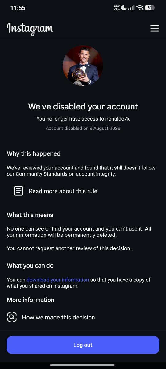 nihadozer's tweet photo. Hello Instagram Support,

My account was disabled/banned, and I believe this may have happened by mistake. Please review my account and restore it if possible. I will follow all Instagram Community Guidelines.

Thank you. @instagram 💔 https://t.co/YYqTmaYP9g