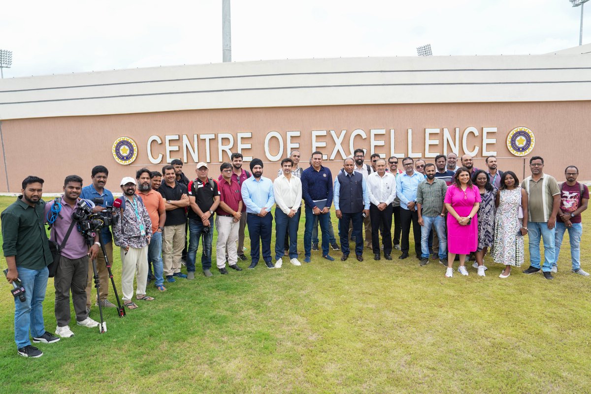BCCI's tweet photo. Snapshots from the media visit at the BCCI Centre of Excellence, wherein the BCCI Office Bearers and Head of Cricket, CoE, Mr VVS Laxman interacted with the journalists.

@VVSLaxman281 and BCCI Hon Secretary @lonsaikia provided the journalists with an overview of the CoE, its infrastructure, high-performance ecosystem and the role it plays in the development and preparation of Indian cricketers.