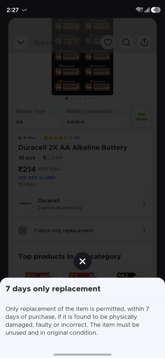 subhashkeer's tweet photo. @letsblinkit As clearly mentioned in the policy it's replacement product https://t.co/a1RJMOQXWt