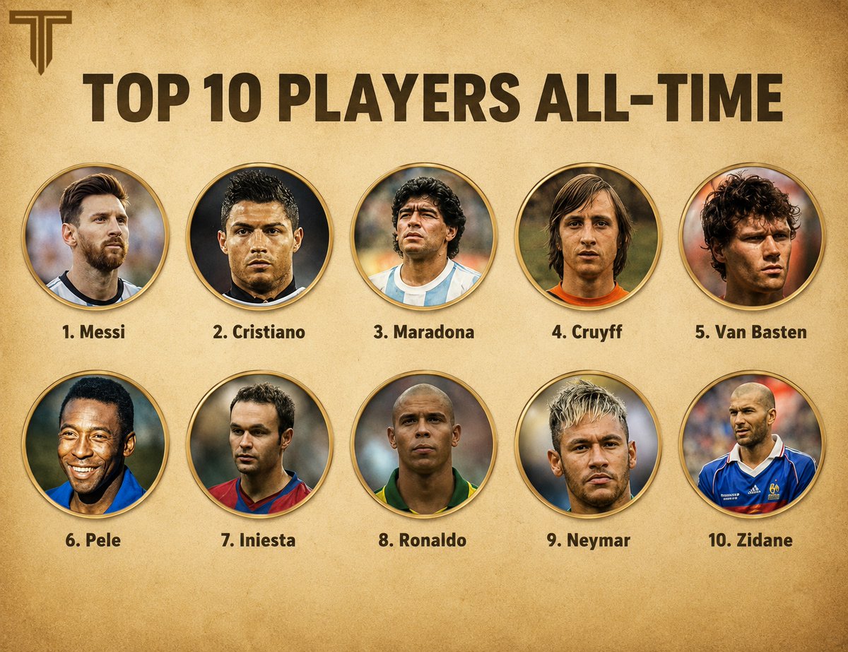 TouchlineX's tweet photo. 🚨 𝗡𝗘𝗪: Our top 10 players in football history! 💫 https://t.co/vfIT0y4TSQ