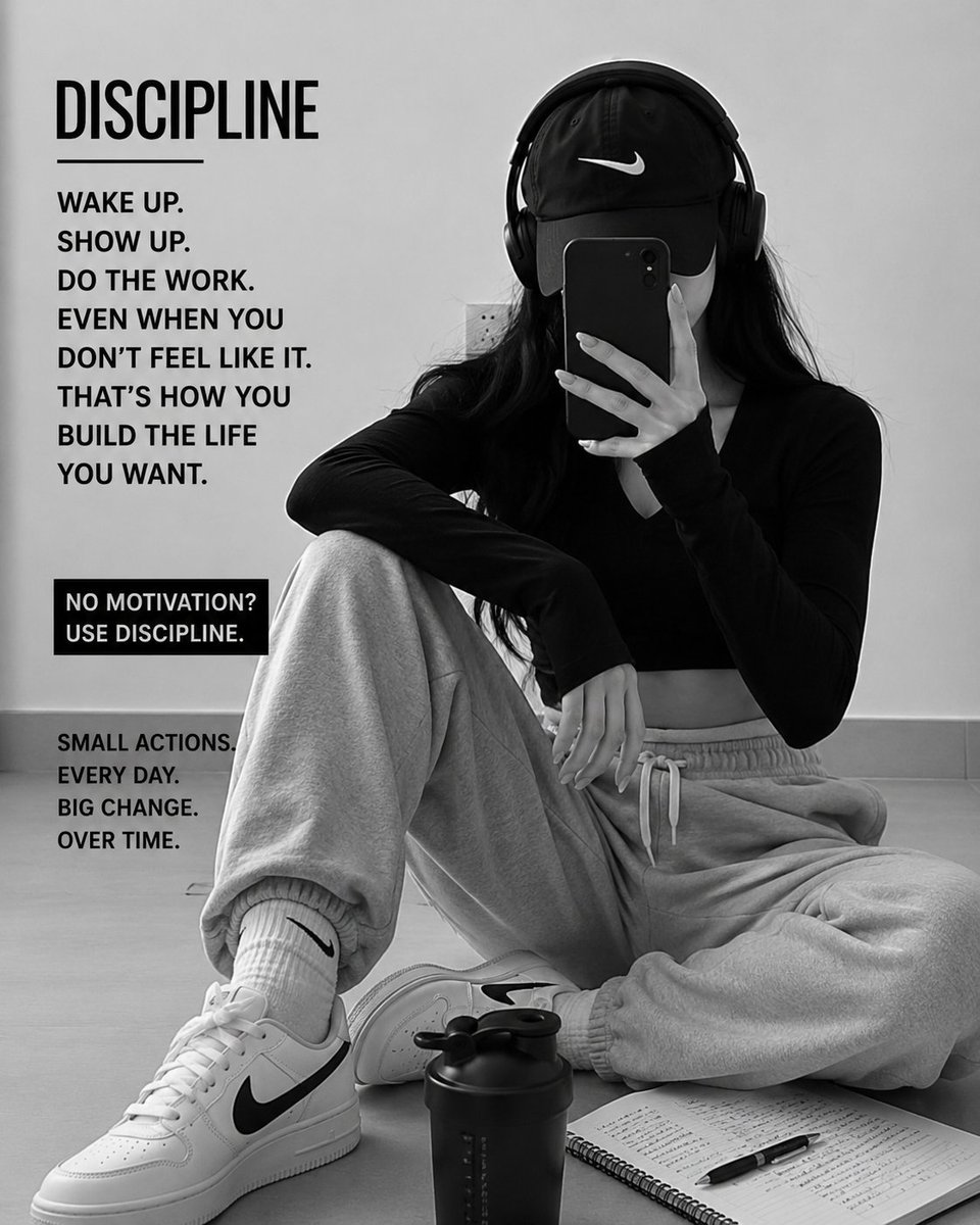 Sphinxera's tweet photo. Discipline is choosing your future over your comfort.
No motivation. No excuses. Just show up, do the work, and keep going. 
Small steps. Every day. Big results. 🔥 https://t.co/k6UZWLIH3d