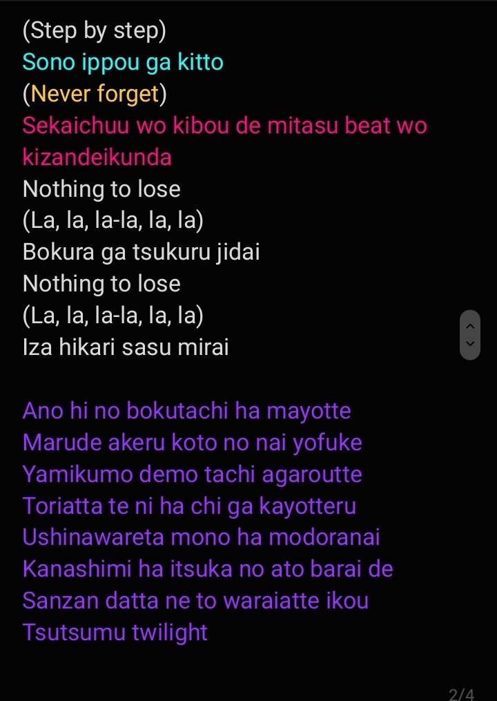 reina_el6's tweet photo. Move On Romaji Color Coded Lyrics

Move on is real iconic for me on this album!
Stream it from here guyss

Link: https://t.co/lFHatNcOso

#EL6GOSPEL #EL6 #春希メェン
#エゴサしていく #リオデジャねいろ #ツバサLAB #832エゴサ用 #みそJIL https://t.co/QKYfqCKaED