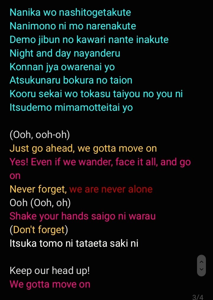 reina_el6's tweet photo. Move On Romaji Color Coded Lyrics

Move on is real iconic for me on this album!
Stream it from here guyss

Link: https://t.co/lFHatNcOso

#EL6GOSPEL #EL6 #春希メェン
#エゴサしていく #リオデジャねいろ #ツバサLAB #832エゴサ用 #みそJIL https://t.co/QKYfqCKaED