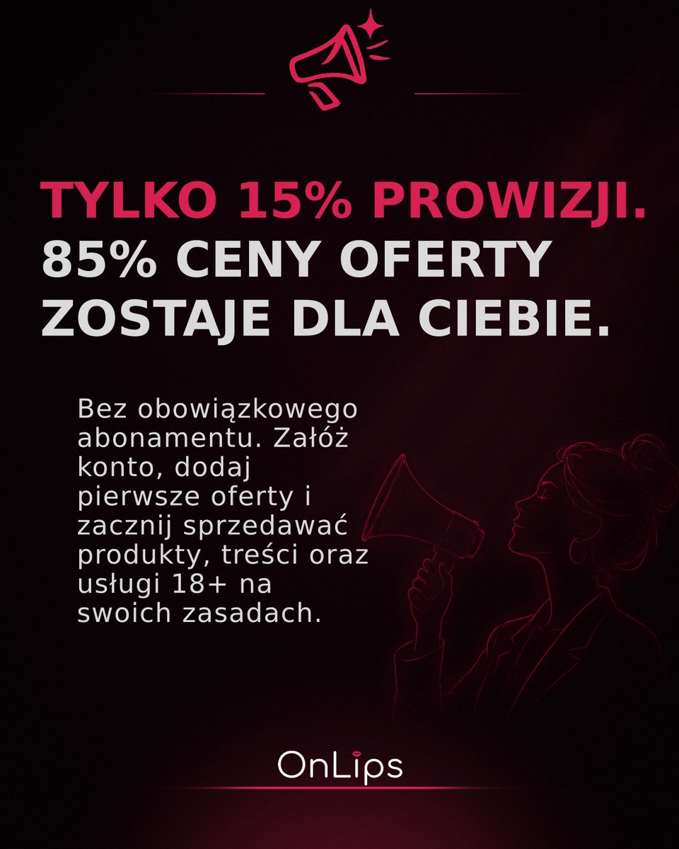 OnLips_'s tweet photo. Tylko 15% prowizji od ceny oferty. Bez obowiązkowego abonamentu.

Sprzedajesz za 100 zł?
→ 85 zł ceny oferty zostaje dla Ciebie
→ 15 zł to prowizja OnLips
→ koszt wysyłki nie jest objęty prowizją

Załóż konto i dodaj pierwsze oferty na marketplace 18+.

https://t.co/VqfGKEedH0

#OnLips