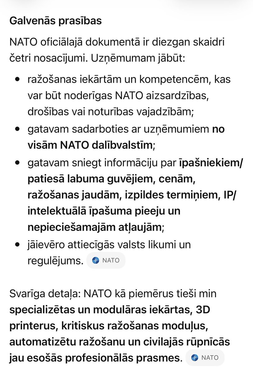 poznaks's tweet photo. UWAGA! Visiem, kas izstrādā, ražo, protoipē, 3D printē, testē urbj, virpo, frēzē un metina. NATO meklē ražošanas jaudas. Inžinierijas un prototipēšanas kapacitātes. Piesakaties! https://t.co/BsR0AnjQKT https://t.co/MnMiemDUxs