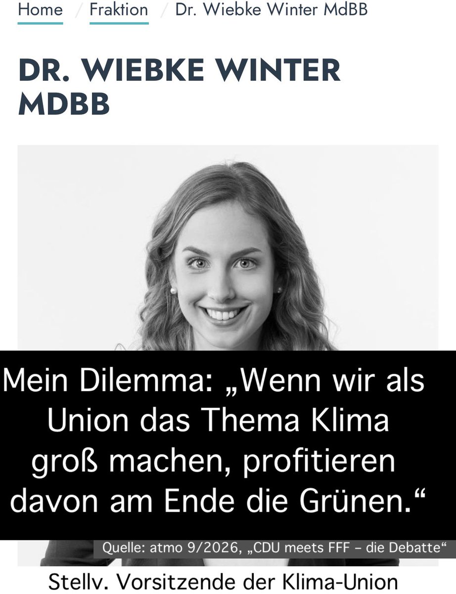 Der_Waeller's tweet photo. Bittere Realität in der #Union:
Politik nicht danach auszurichten, was notwendig ist, sondern danach, wem es politisch nutzen könnte. Genau diese Logik lässt sich auf viele andere Bereiche neben dem Klimaschutz übertragen, in denen dringender Handlungsbedarf besteht. #CDU #CSU https://t.co/oyt7kMPaPw
