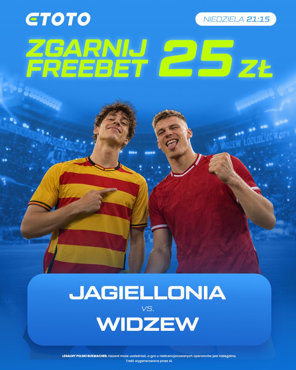 etotopl's tweet photo. 🔥🚨𝗞𝗢𝗡𝗞𝗨𝗥𝗦 🚨🔥

✍️ Wytypuj wynik i liczbę rzutów rożnych w meczu Jagiellonia Białystok 🆚 Widzew Łódź!

💰 Pierwsze 4 osoby, które trafią, zgarną Freebet 25 zł.

1⃣ Jedna osoba może oddać jeden typ. Czas do 20:14 ⏰

👉 Pobierz aplikację ETOTO: https://t.co/qIADMnVYma 📲

ℹ️ Regulamin: https://t.co/1C3pLiPrvF