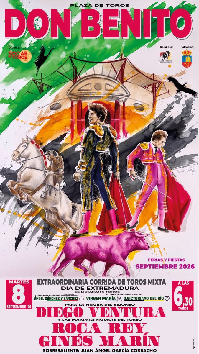 perezindiano's tweet photo. La pintura siempre de la mano de la tauromaquia.

Así he anunciado con mi cartel, la corrida de toros extraordinaria en Don Benito, para este ocho de septiembre ❤️
¡Un placer!

INDIANO https://t.co/dYkMSEwwr0