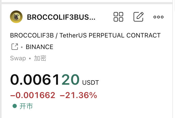 QQ_XJC's tweet photo. $BROCCOLIF3B 
币安系的前面砸盘全回调了
这一个还没动静
刚好砸到了4小时支撑位置

开一个5倍的合约
1000块
小赌怡情 https://t.co/IiDRrfNEK0