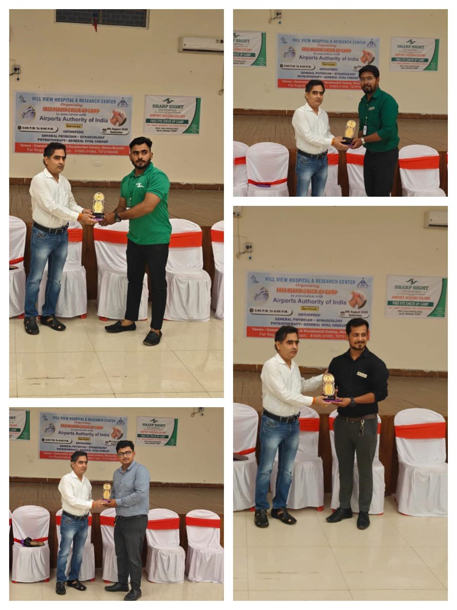 aaiRanchiApt's tweet photo. Promoting health &amp; community well-being! 🌿
A Mega Health &amp; Eye Camp at AAI Residential Colony, Ranchi, benefited 70+ residents through consultations &amp; an awareness talk on preventing monsoon-related illnesses &amp; eye infections. Doctors &amp; staff were felicitated for their service. https://t.co/VBw8MNtrH7