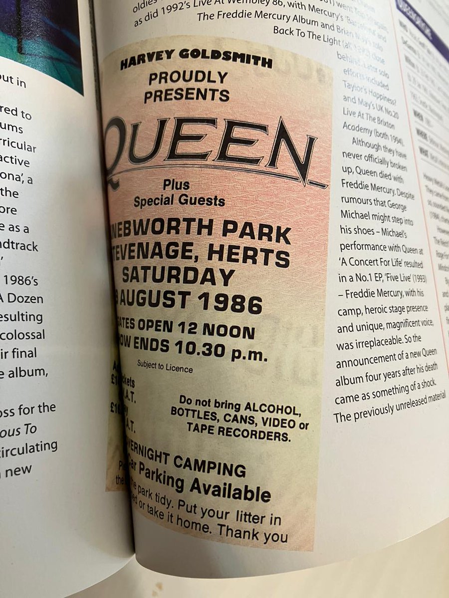 BrunoMacDonald1's tweet photo. 𝟒𝟎 𝐲𝐞𝐚𝐫𝐬 𝐚𝐠𝐨 𝐭𝐨𝐝𝐚𝐲…
…I had the immense good fortune to see @QueenWillRock's fantastic final show with Freddie Mercury, at Knebworth.
A decade later, Guinness Rockopedia (yes, "Rockopedia") included my ticket in the Queen entry.
#Queen #Knebworth #concerticket https://t.co/FI2U8mcmwT