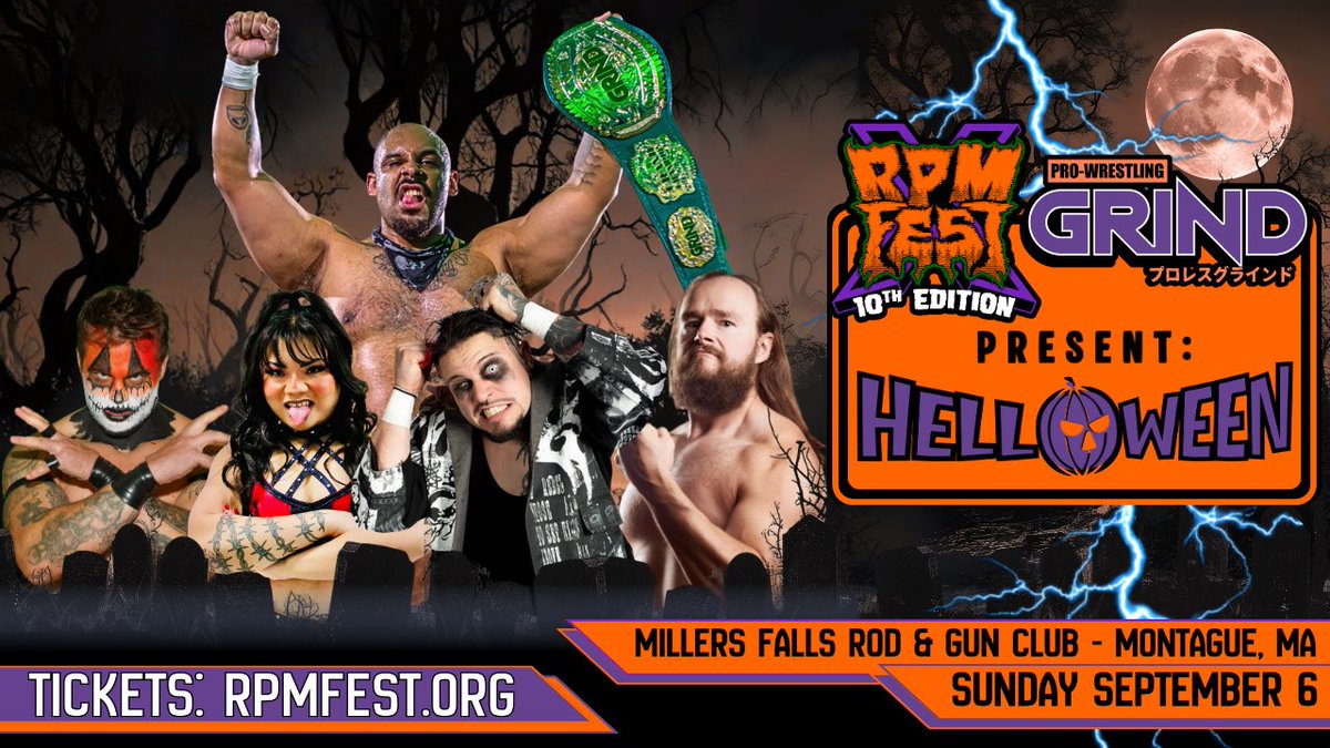 GRINDpuro's tweet photo. Pro Wrestling GRIND kicks off our Fall season the only way we know how... With some HEAD BANGING and HELL RAISING at the 2026 @RPMFest ! Join us as we close out the summer with the heaviest party of them all!

#GRIND #Helloween #RPMFEST https://t.co/nI5qfp3y0u