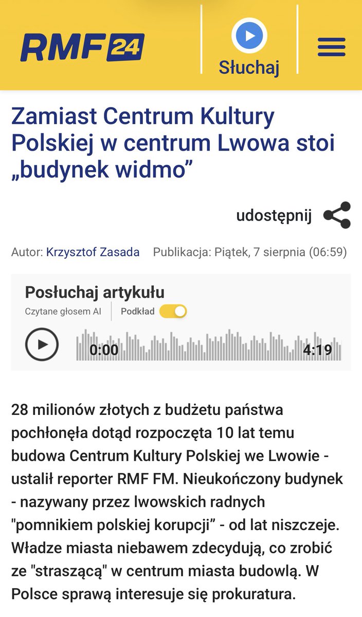 krzysztofbosak's tweet photo. 28 mln zł z polskiego budżetu wydano na budowę Centrum Kultury Polskiej we Lwowie. Budowa miała być gotowa w 2018 roku. W 2019 roku prace ustały. Niedokończony budynek niszczeje i rozważa się nawet porzucenie inwestycji.
Przez dziesięć lat nie potrafiono doprowadzić do końca jednej prostej inwestycji. Takie są efekty przenoszenia kompetencji i pieniędzy pomiędzy instytucjami pod dyktando politycznych intryg, braku stabilności instytucjonalnej i braku odpowiedzialności urzędników za osiąganie celów.
Państwo, które chce oddziaływać na swoje otoczenie, musi posiadać elementarną sprawność. Inaczej zamiast siły demonstruje sąsiadom kompromitującą bezradność.