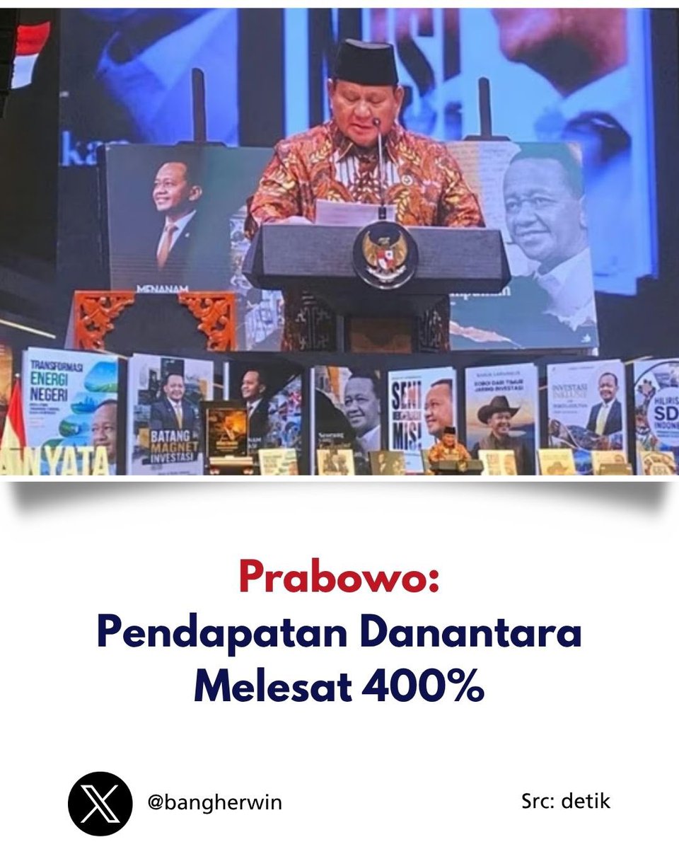 bangherwin's tweet photo. Selalu bombastis.
Pendapatan Danantara naik 400%.

Wow!!!

Tapi angkanya? Nggak ada.
Dari Rp100 ribu jadi Rp500 ribu juga 400%.
Dari Rp1 jadi Rp5 juga 400%.

Dan yang paling lucu: yang ngomong sendiri langsung bilang “kalau pun bukan 400%, 300% atau 200% juga signifikan.”

Laporan keuangan konsolidasi aja belum keluar.
Tapi klaimnya sudah 400%.