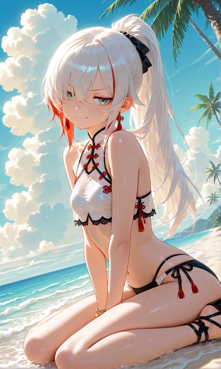 Anneco_BP's tweet photo. 本日のAI画
チャイナ服好きな人向けにチャイナ服っぽい水着の出力にチャレンジしたよ！いや、チャイナ服風の水着て何だよ。
#PixAI #AIイラスト https://t.co/mvpTjfjFbY