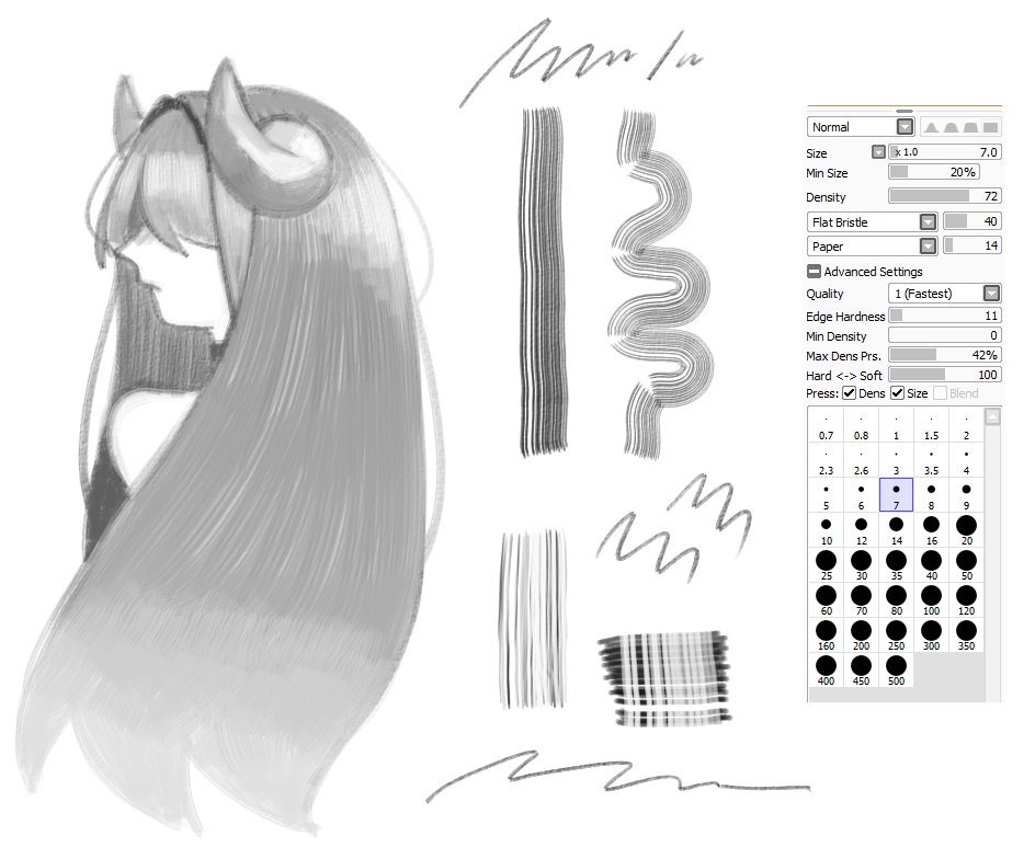 HiuKelvin's tweet photo. if you guys are curious about my brushes, here they are! + the settings, and I use Paint Tool SAI 1 https://t.co/WYxa44eFtZ
