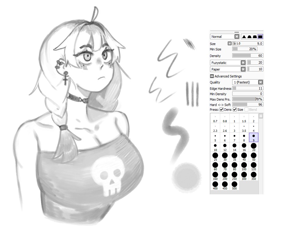 HiuKelvin's tweet photo. if you guys are curious about my brushes, here they are! + the settings, and I use Paint Tool SAI 1 https://t.co/WYxa44eFtZ