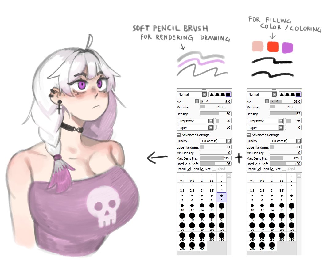 HiuKelvin's tweet photo. if you guys are curious about my brushes, here they are! + the settings, and I use Paint Tool SAI 1 https://t.co/WYxa44eFtZ