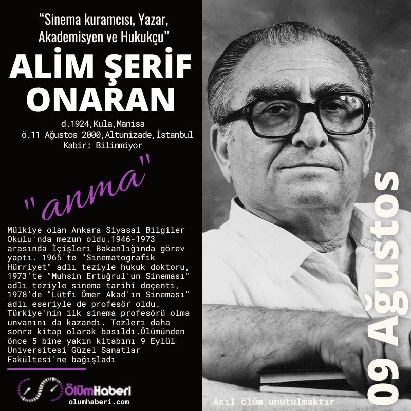 OlumHaberi's tweet photo. GÜNÜN ANMALARI. (09.Ağustos)
Alim Şerif Onaran
Aliye Berger
Aytekin Kotil
https://t.co/mHRZXAkEsq
#İstanbul #vefat #anma #tarih #AlimSerifOnaran #AliyeBerger #AytekinKotil #tarih #yazar #Istanbul #sair #siir #ressam https://t.co/d4jngW9jpJ