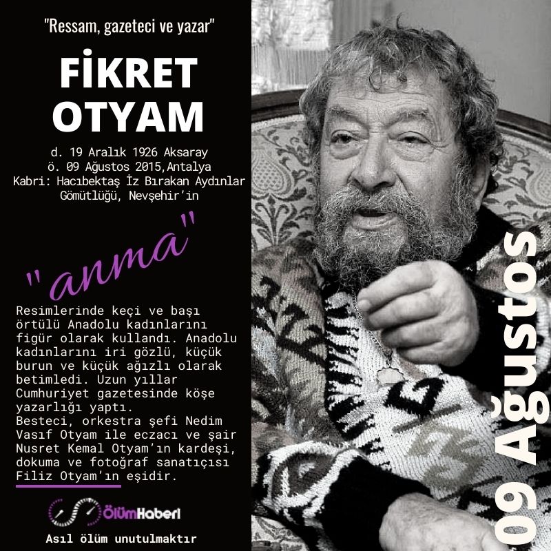 OlumHaberi's tweet photo. GÜNÜN ANMALARI. (09.Ağustos)
Fikret Otyam
Sıddık Sami Onar
https://t.co/mHRZXAkEsq
#İstanbul #vefat #anma #tarih #FikretOtyam #SıddıkSamiOnar #tarih #yazar #Istanbul #sair #siir #ressam #hukuk #akademi https://t.co/rJQqX24Bny