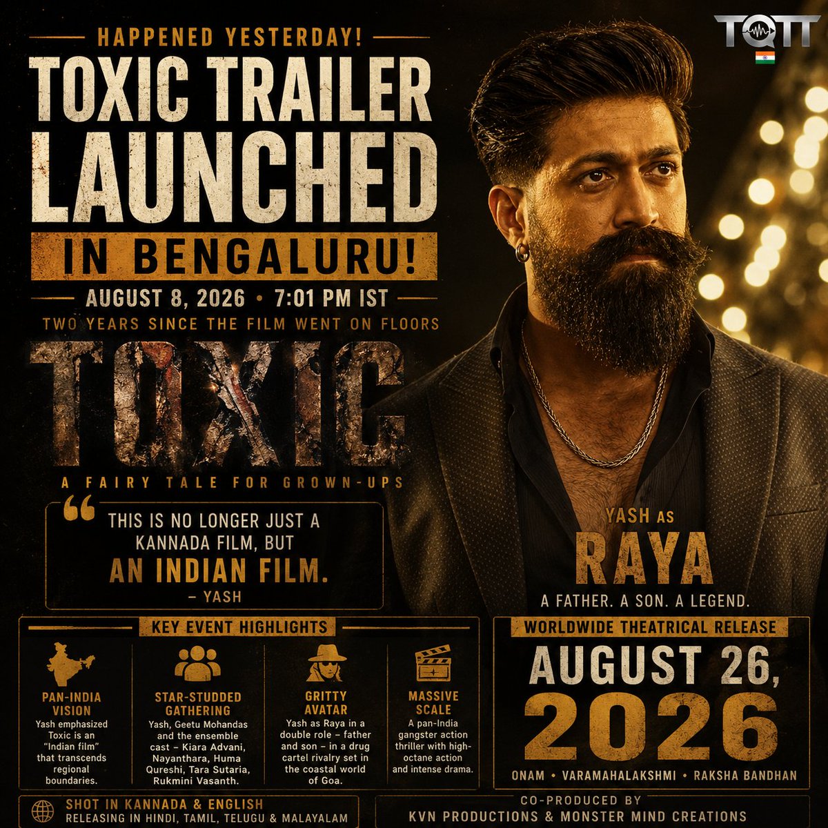 tott_ind_offl's tweet photo. #Toxic #Yash #ToxicTheMovie #GeetuMohandas #ToxicTrailer #ToxicTrailerLaunch #Yash19 #KannadaCinema #Sandalwood #PanIndiaFilm #IndianCinema #KiaraAdvani #Nayanthara #TOTT https://t.co/47LXftxLPm