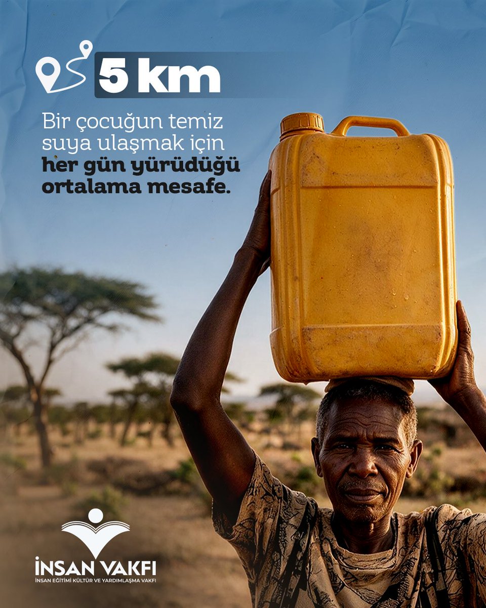 insanvakfi's tweet photo. 💧Afrika ikliminin kavurucu sıcaklığına eşlik eden temiz su sıkıntısı bölgedeki insanların en büyük imtihanı!

❗️Afrika’da çocuklar, temiz suyu evlerinden temin edemediğinden, suyun kaynağına ulaşmak için her gün en az 5 kilometrelik tehlikeli bir yolculuk geçirmek mecburiyetinde!

Bağışlarınız sayesinde Afrika’da su kuyuları açabilir, Afrikalı kardeşlerimize yardım eli uzatabiliriz. 🕊️