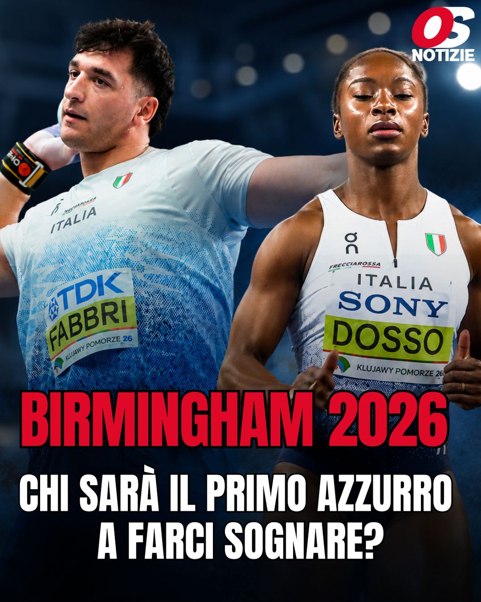 OggiSportNotiz2's tweet photo. 🇮🇹🔥 CHI SARÀ IL PRIMO AZZURRO A FARCI SOGNARE AGLI #EUROPEIATLETICA #BIRMINGHAM2026?
Subito in gara:
#Fabbri nel peso
#Dosso nei 100
4x400 mista
5000 metri
💬 Chi sarà il primo a regalarci una gioia?
(foto Grana/Fidal)
https://t.co/QaD1ktEGBD https://t.co/dU0n3Q2ype