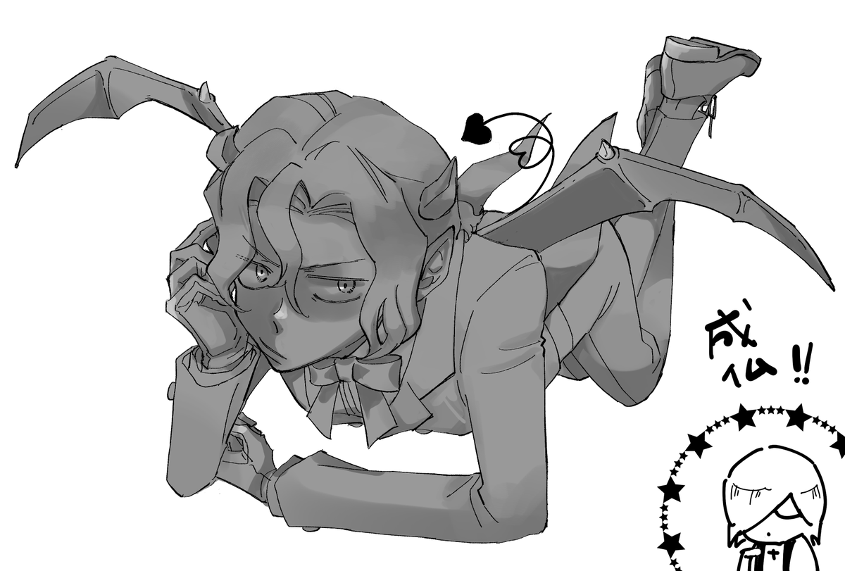 mokemoke_zatta's tweet photo. カラー描こうとしてグリザイユの下地で力尽きというか色乗せてこれじゃない感がもう...🥲聖魔ちゃん一度描いてみたかった！ https://t.co/e0b8GyICq5