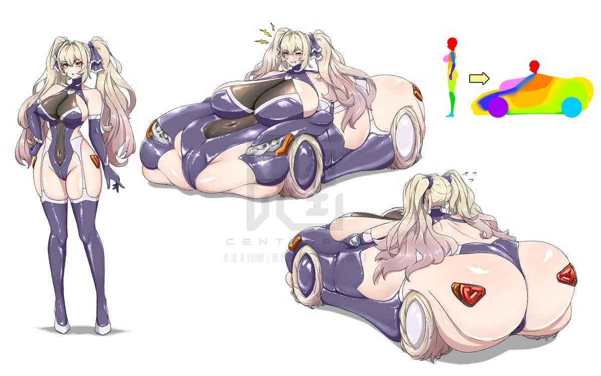 centi_gram's tweet photo. 車の姿に変化するシチュ、折角だから回転運動機構の「車輪」も生体構造でどうにか再現できないかと考えた案。
タイヤのついたホイールそのものではなく、ホイールの周りに生物由来のものが巻かれていて、それが開店すれば成り立つんじゃないか？というやつ。
（サイクロ減速機的な形状や動き） https://t.co/Bgqrxu3UzY