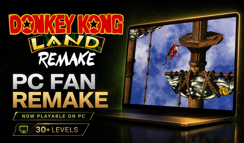 AmigamagazineGA's tweet photo. Donkey Kong Land is back on PC with a fan-made remake featuring 30+ levels, updated controls and Donkey Kong Country-style visuals. This standalone Unity build gives the Game Boy platformer a fresh PC makeover. #DonkeyKong #Retrogaming https://t.co/NIpSxo7WSP https://t.co/QX47j7XECC