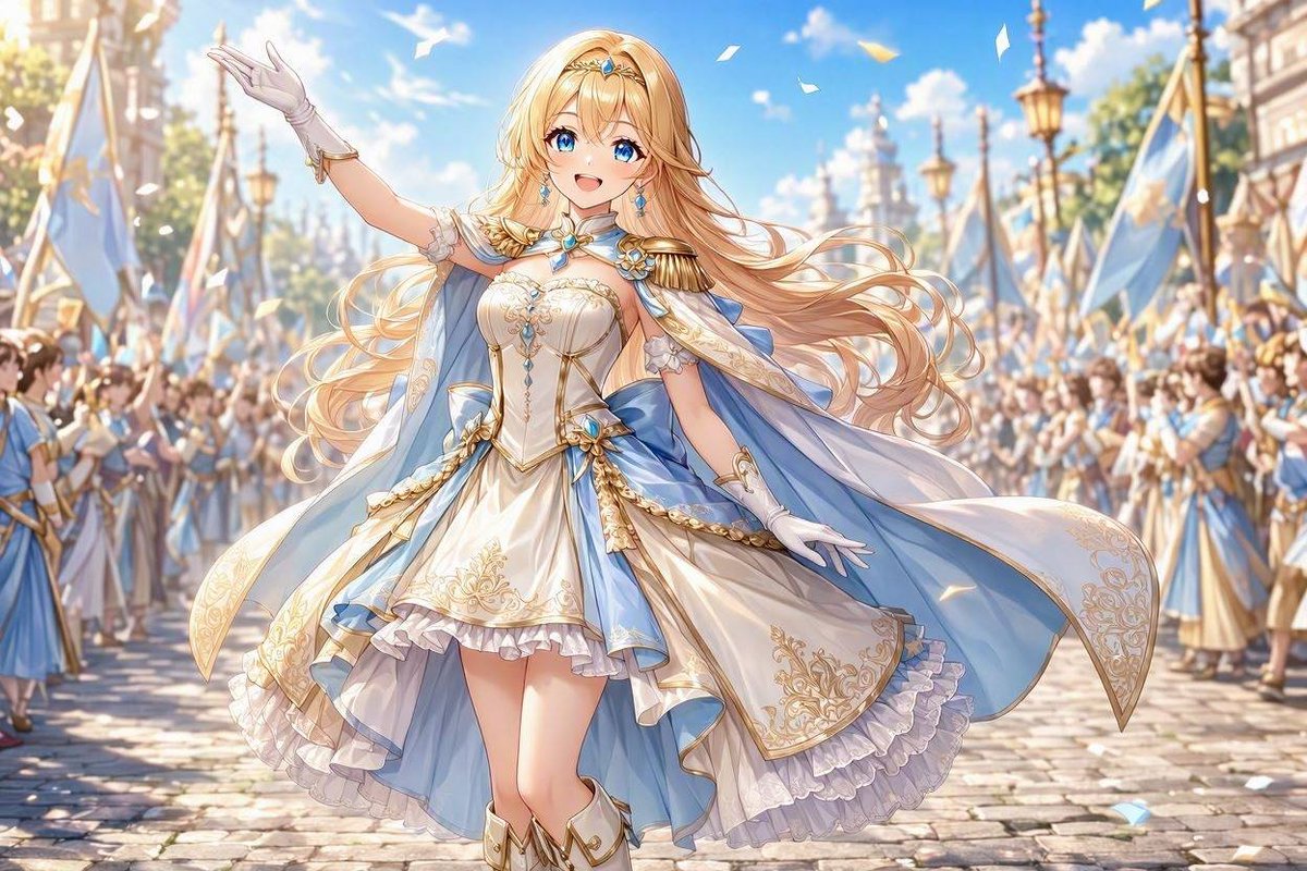 samidare0546's tweet photo. AIの想像力で描く「J.P.スーザの《美中の美（The Fairest of the Fair）》」のイメージ。
メロディーやリズムから生まれる物語を、アニメイラストで表現しています。
#AIイラスト #画像生成AI #音楽 #アート https://t.co/F73WmyBRRL