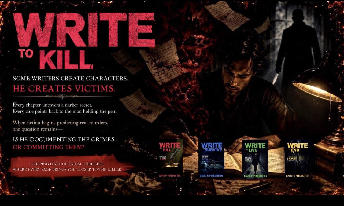 davepperlmutter's tweet photo. Thanks π
Every chapter uncovers a dark secret.Β
Every clue points back to the man holding the pen.Β βπΌ
π#WriteToKill
Kindle: https://t.co/K89dg6DOGT
Paperback: https://t.co/2VvQk9rBLc
π#WriteToSurvive
K: https://t.co/c714AA2WR3
P: https://t.co/LbcvtlCYza
π#WriteToLive
K: https://t.co/dxGh78dpq1
P: https://t.co/nklpHYdYkz
π #WriteToEnd
K: https://t.co/q6200OeRmh
P: https://t.co/vrGF32RRqq
#CrimeThriller #Thriller #Writer #author #BookBoost #BooksWorthReading #BookTok