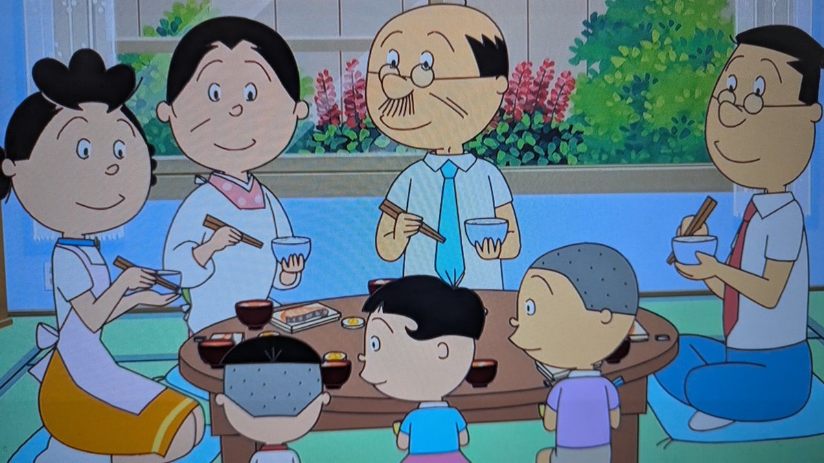 sazae_gohan's tweet photo. #サザエさん
#サザエさんの食事

ご飯
味噌汁(とうふ)
焼き鮭
たくあん https://t.co/hrvexf4Icf