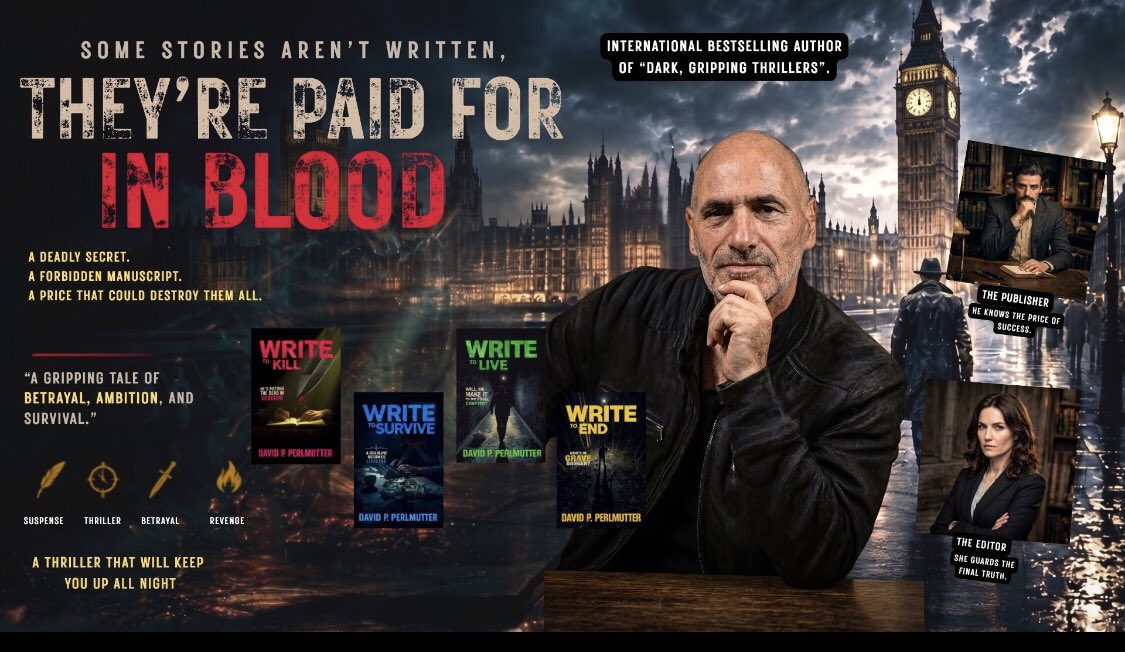 davepperlmutter's tweet photo. Thanks π
Every chapter uncovers a dark secret.Β
Every clue points back to the man holding the pen.Β βπΌ
π#WriteToKill
Kindle: https://t.co/K89dg6DOGT
Paperback: https://t.co/2VvQk9rBLc
π#WriteToSurvive
K: https://t.co/c714AA2WR3
P: https://t.co/LbcvtlCYza
π#WriteToLive
K: https://t.co/dxGh78dpq1
P: https://t.co/nklpHYdYkz
π #WriteToEnd
K: https://t.co/q6200OeRmh
P: https://t.co/vrGF32RRqq
#CrimeThriller #Thriller #Writer #author #BookBoost #BooksWorthReading #BookTok