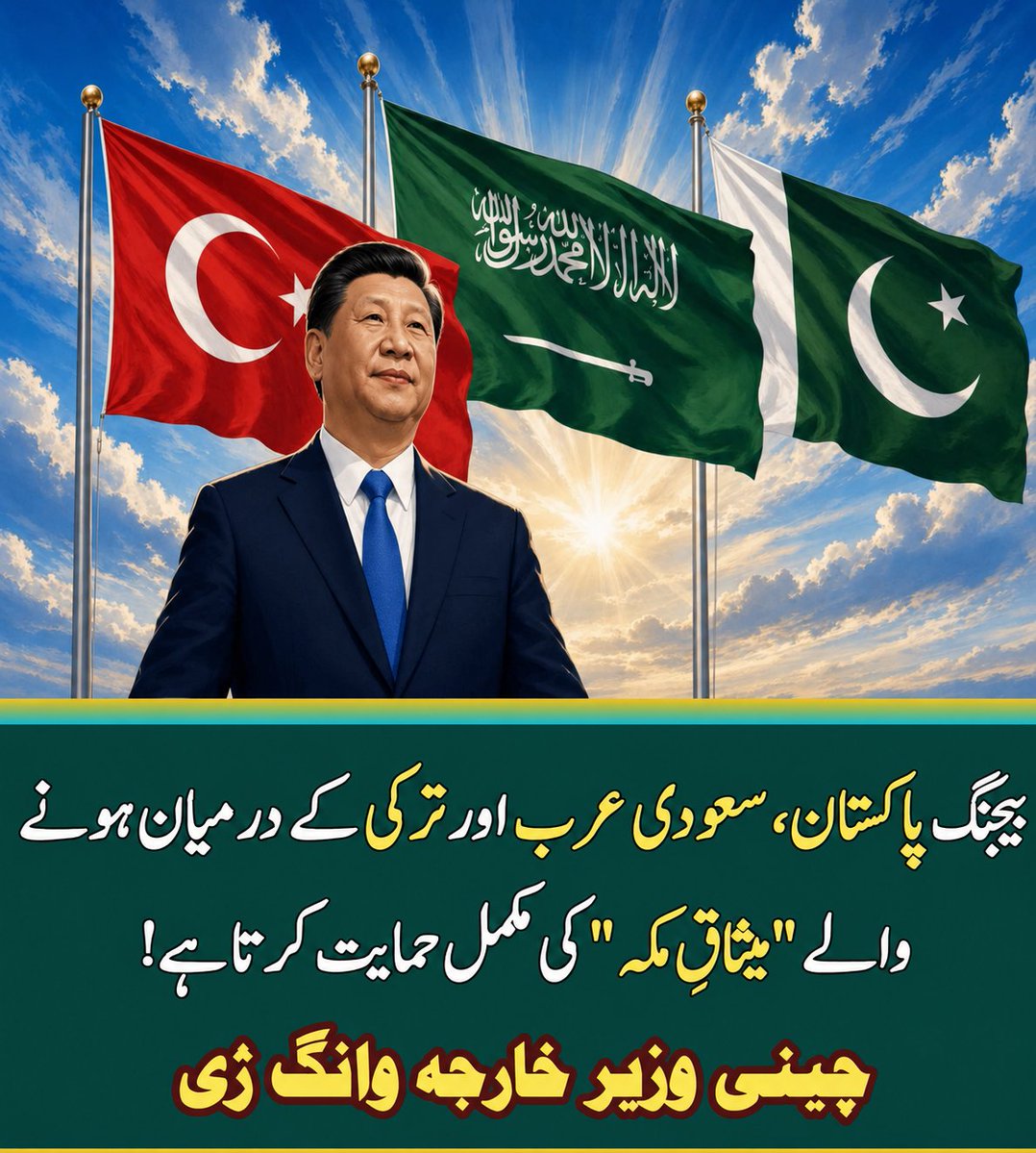 AmirHQureshi's tweet photo. یقیناً تین ملکی 🇹🇷 🇵🇰 🇸🇦  مشترکہ دفاعی معاہدہ انتہائی اہم ہے لیکن چین 🇨🇳 کی طرف سے ملنے والی یہ حمایت اس سے بھی کہیں زیادہ اہم ہے- https://t.co/DwDVWmEehR