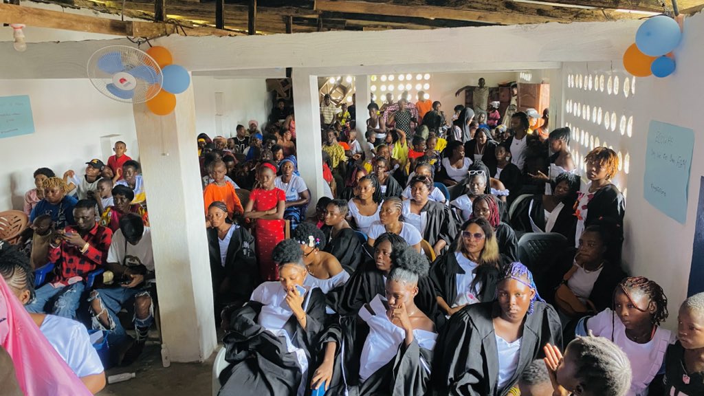 InitiativesStem's tweet photo. 55+ women &amp; girls graduated from our livelihood empowerment project in Matainkay, strengthening their skills while taking action to end FGM/C, SGBV &amp; teenage pregnancy and build a safer communities where girls can thrive
Grateful to @IrlEmbFreetown 

#GirlsInSTEM #EndFGM #EndSGBV https://t.co/V46w2M2ZFb